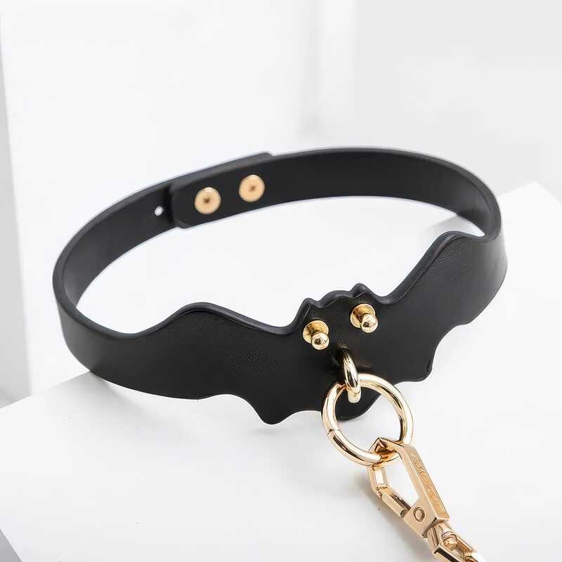 BDSM Halsband mit Gold Leine - Image 3