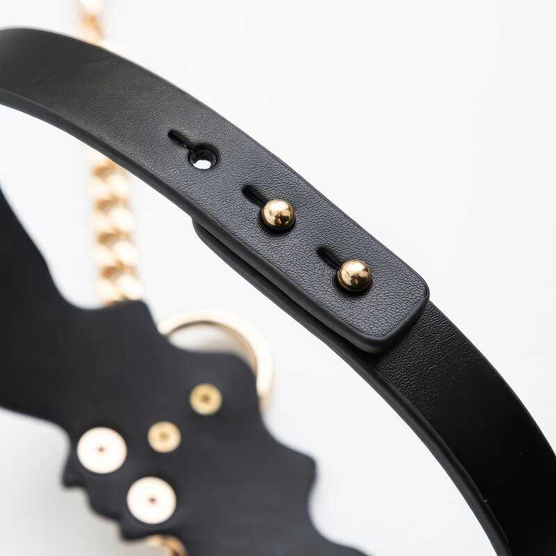 BDSM Halsband mit Gold Leine - Image 4