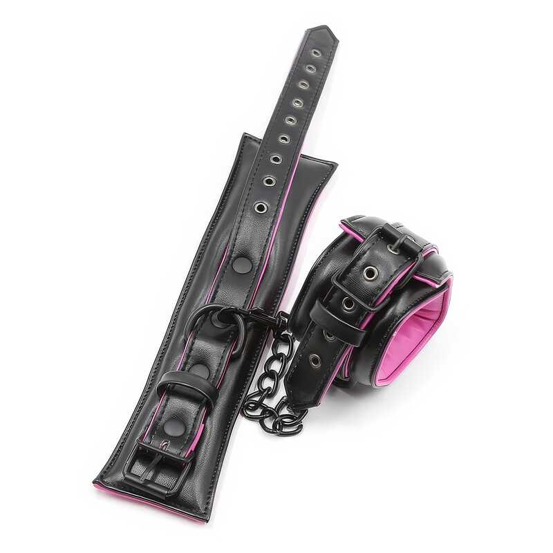 Gepolsterte Handschellen Schwarz Rosa - Image 3