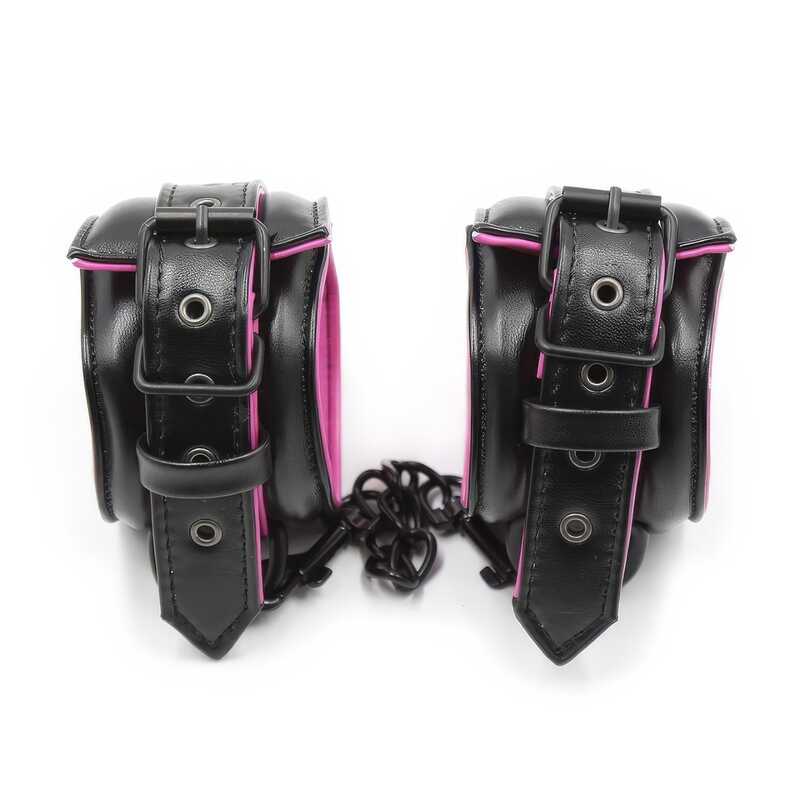 Gepolsterte Knöchelhandschellen Schwarz Rosa - Image 2