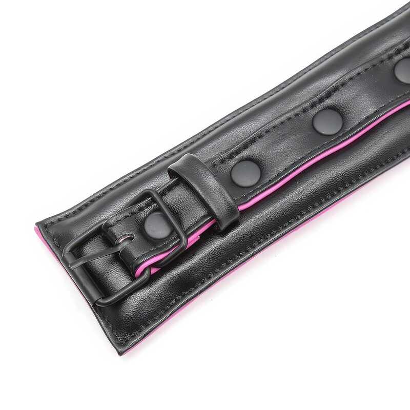 Gepolsterte Knöchelhandschellen Schwarz Rosa - Image 5