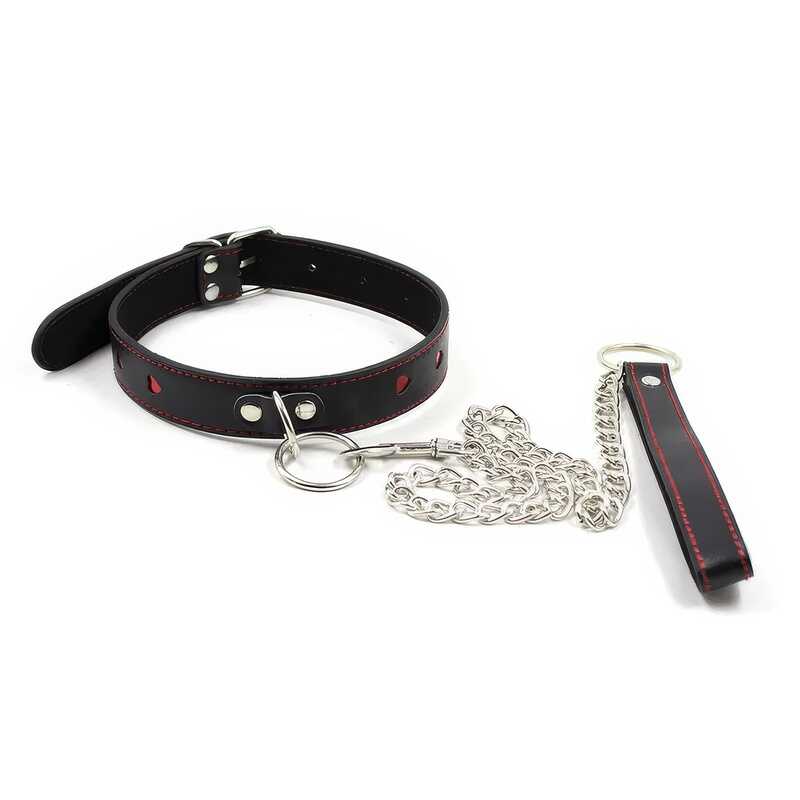 BDSM Halsband mit Metall Leine