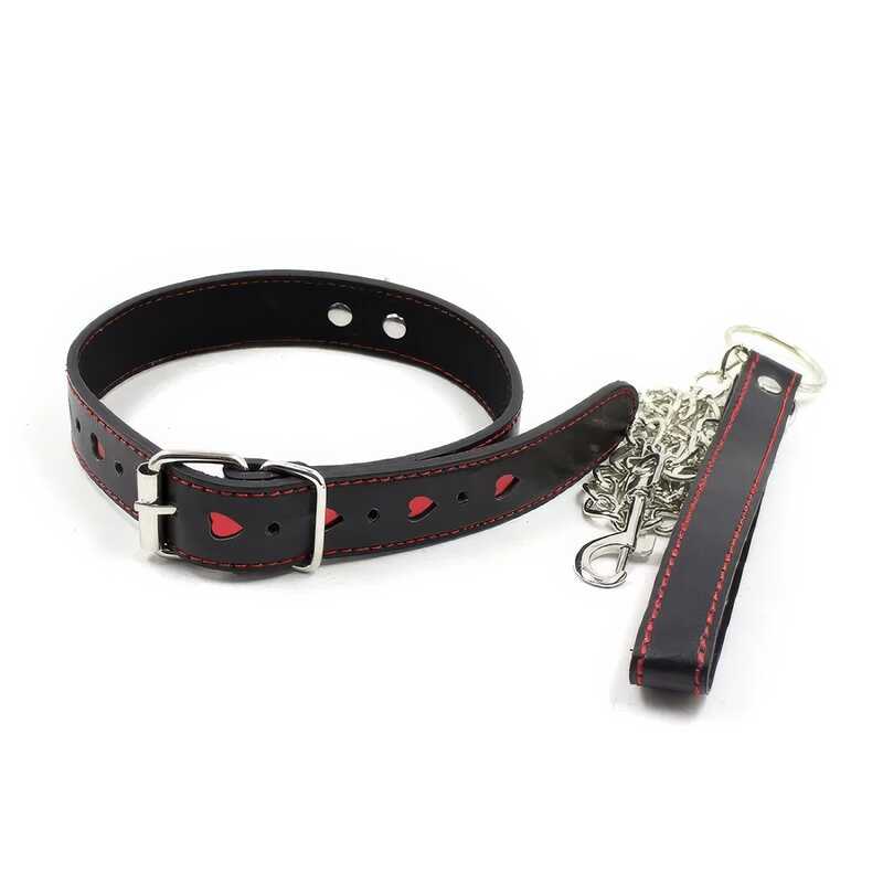 BDSM Halsband mit Metall Leine - Image 2