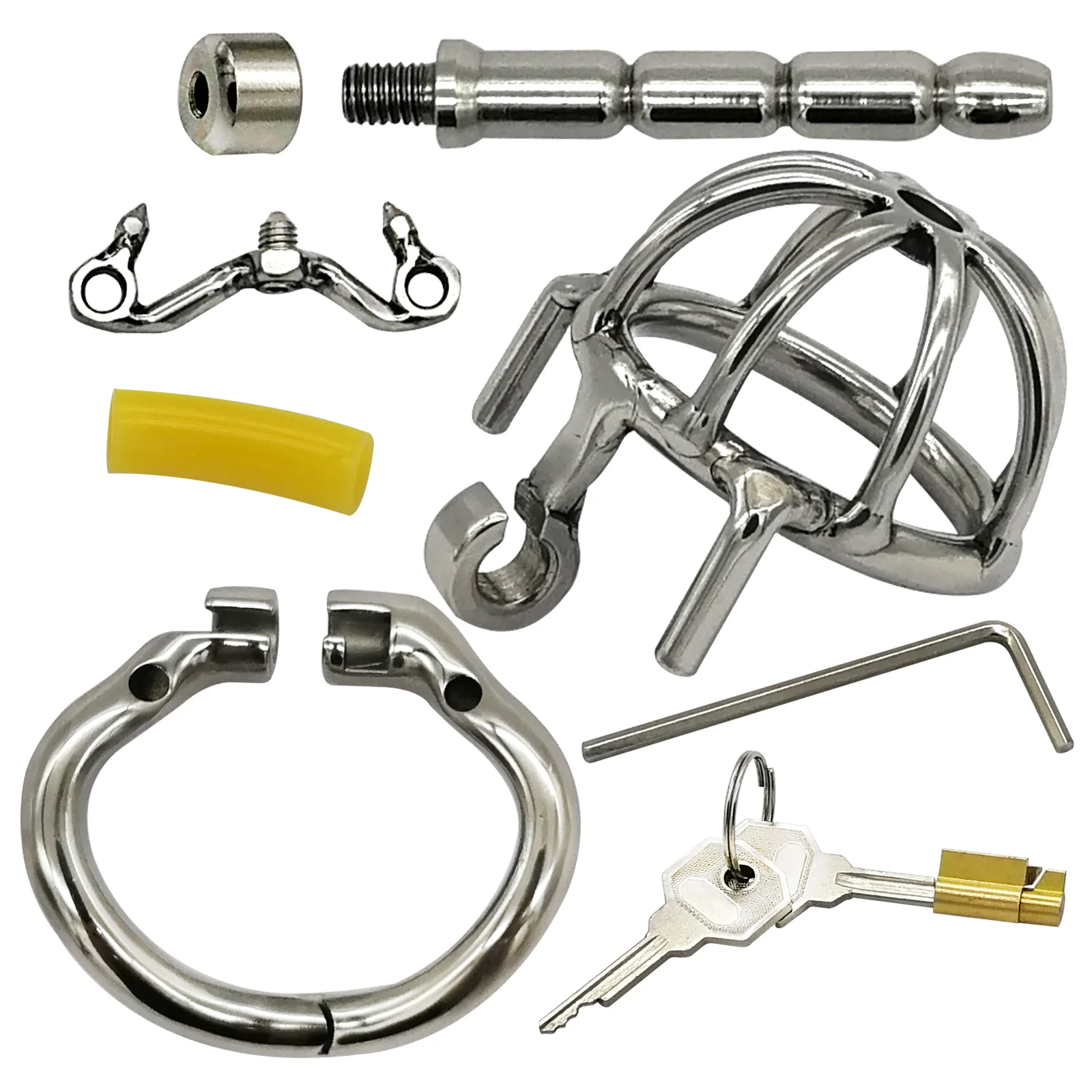 Keuschheitskäfig aus Metall mit Harnröhrenplug - S055 - Image 13