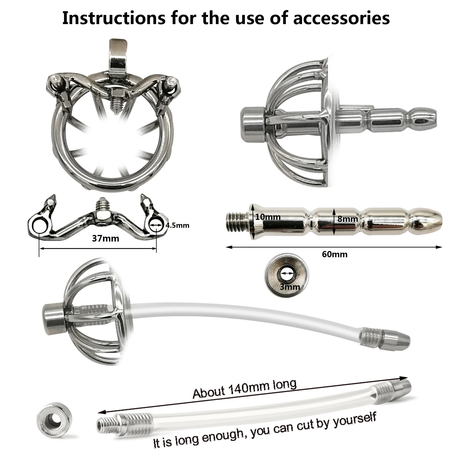 Keuschheitskäfig aus Metall mit Harnröhrenplug - S055 - Image 4