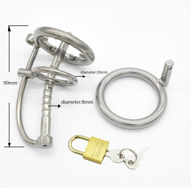 Keuschheitskäfig aus Metall mit Harnröhrenstab und Spitzenring A092 - Image 2