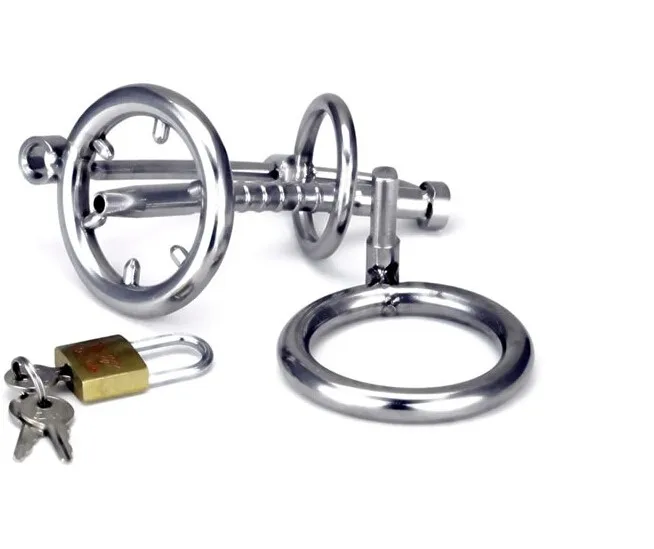 Keuschheitskäfig aus Metall mit Harnröhrenstab und Spitzenring A092 - Image 3