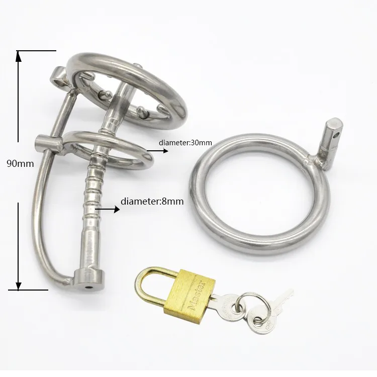 Keuschheitskäfig aus Metall mit Harnröhrenstab und Spitzenring A092 - Image 4
