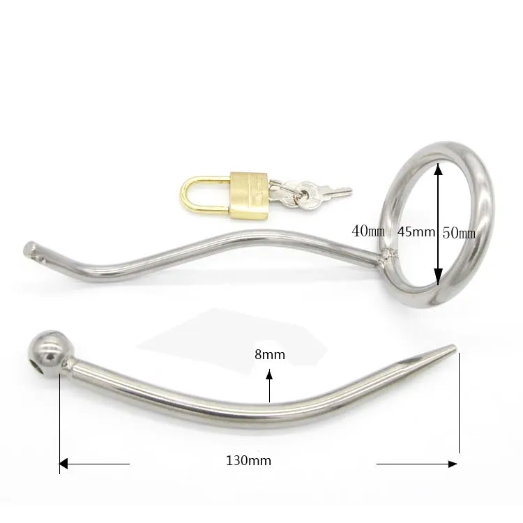 Keuschheitskäfig aus Metall mit langem Harnröhrenstab A059 - Image 5