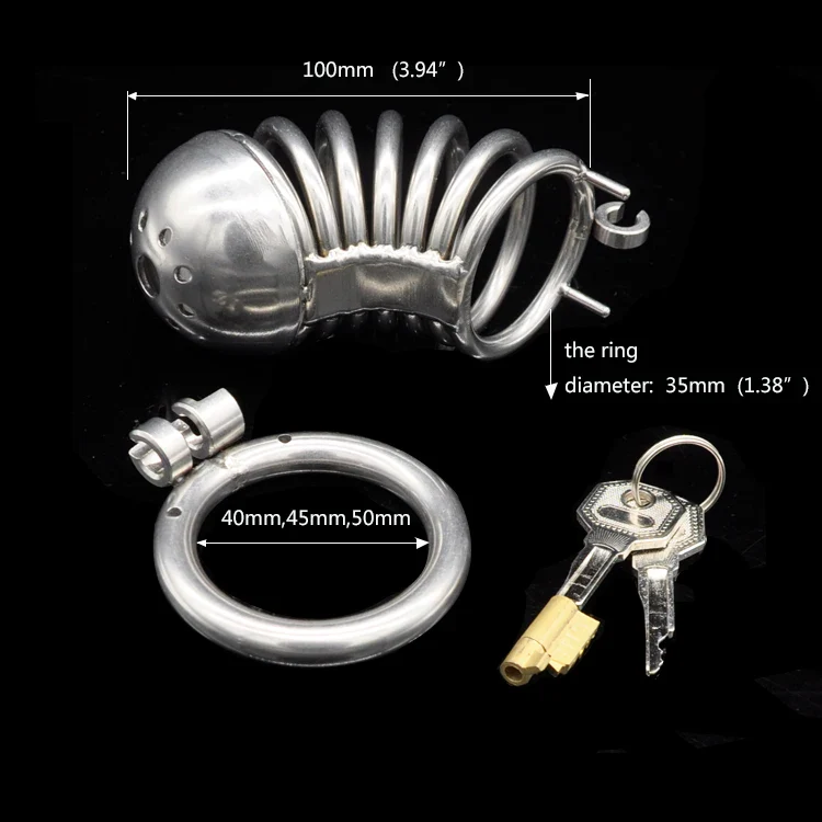 Keuschheitskäfig aus Metall mit optionalem Katheter A223 - Image 4