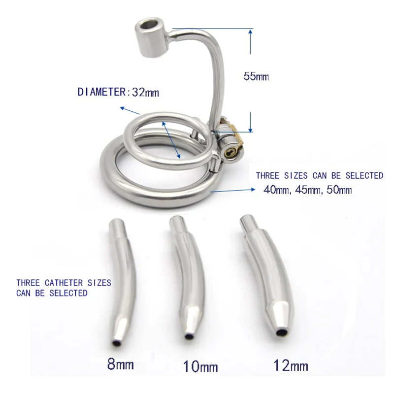 Keuschheitskäfig aus Metall mit verstellbarem Harnröhrenkatheter 8 bis 12 mm, A279-P - Image 6