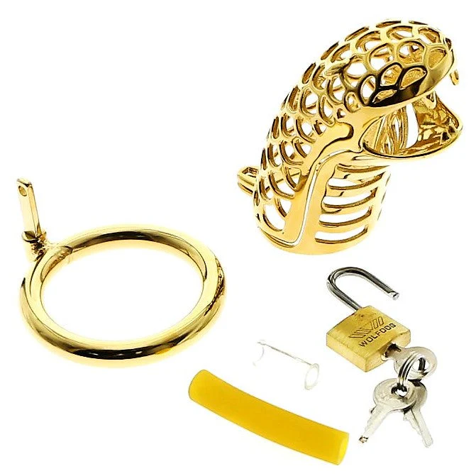 Keuschheitskäfig Für Männer Metall Godzilla Gold - Image 5