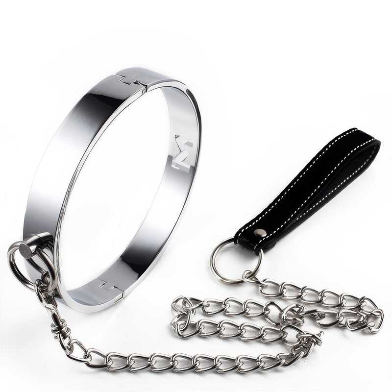 Metall bdsm halsband + Leine