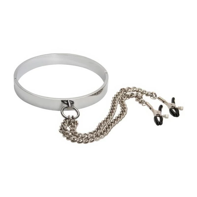 Nippelklemmen Mit Metall Halsband BDSM