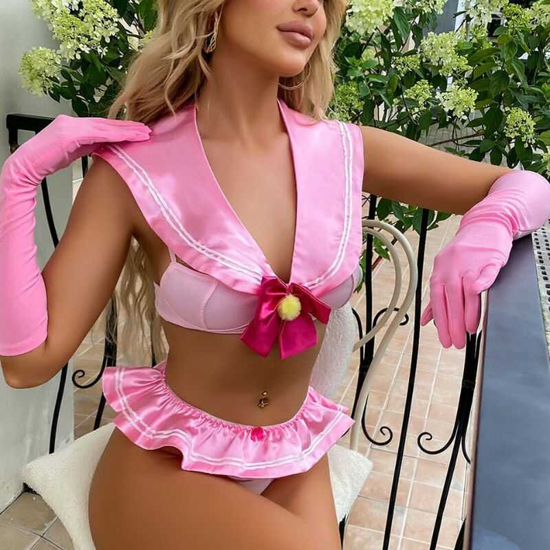 Sexy Rosa Schulmädchenkostüm - Image 2