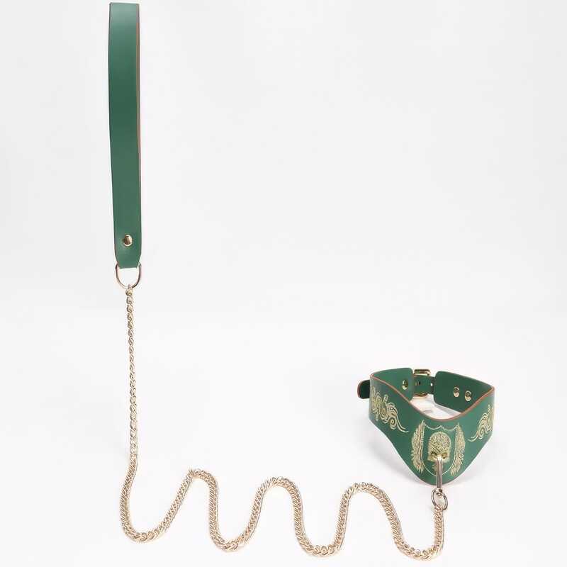 BDSM Halskette und Schnürsenkel aus vergoldetem Metall BDSM - Image 2