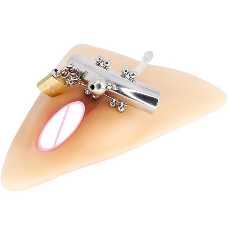 Weibliche Keuschheitsvorrichtung mit Harnröhrensonde und Schamlippen und Christina-Piercings - Image 8